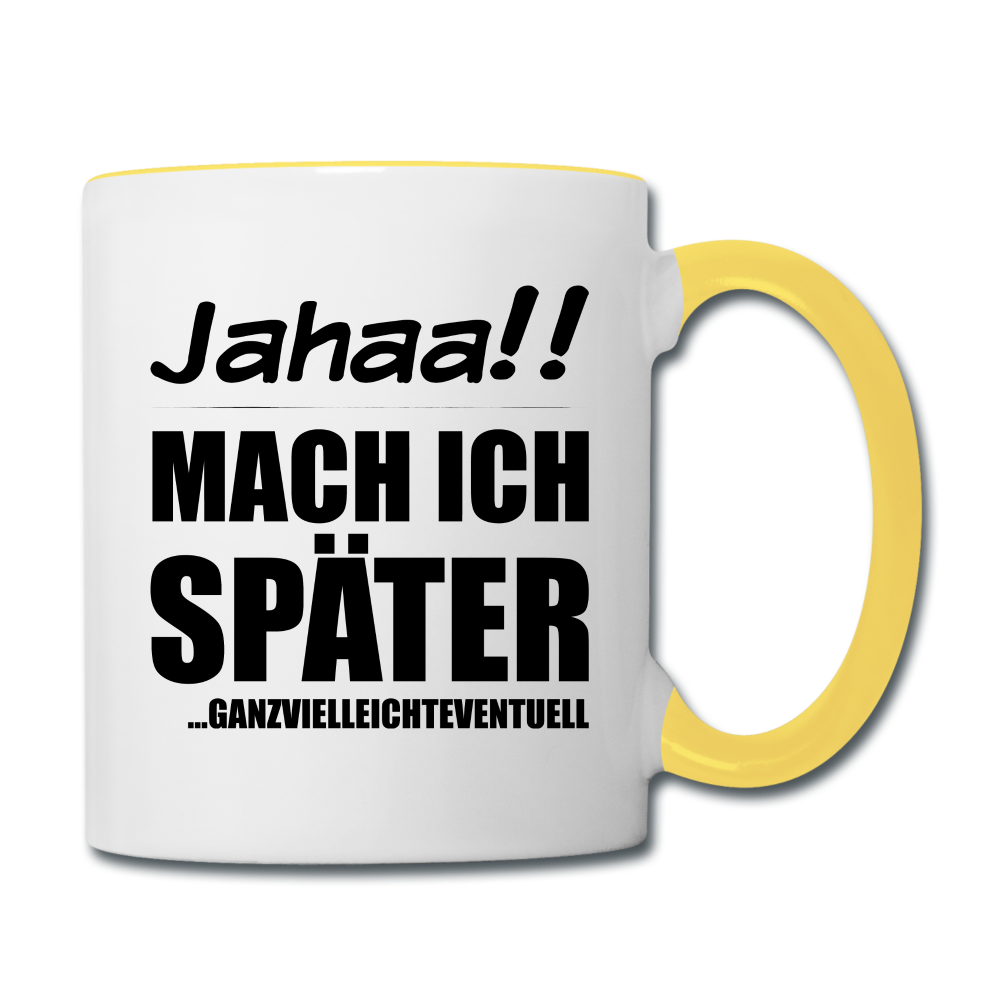 Frecher Teenager Spruch Kaffeetasse | Lustige Sprüche Kaffeebecher für Freche Mädchen und Jungs | Teenager Kinder | Faulenzer Trödler Tasse - Weiß/Gelb