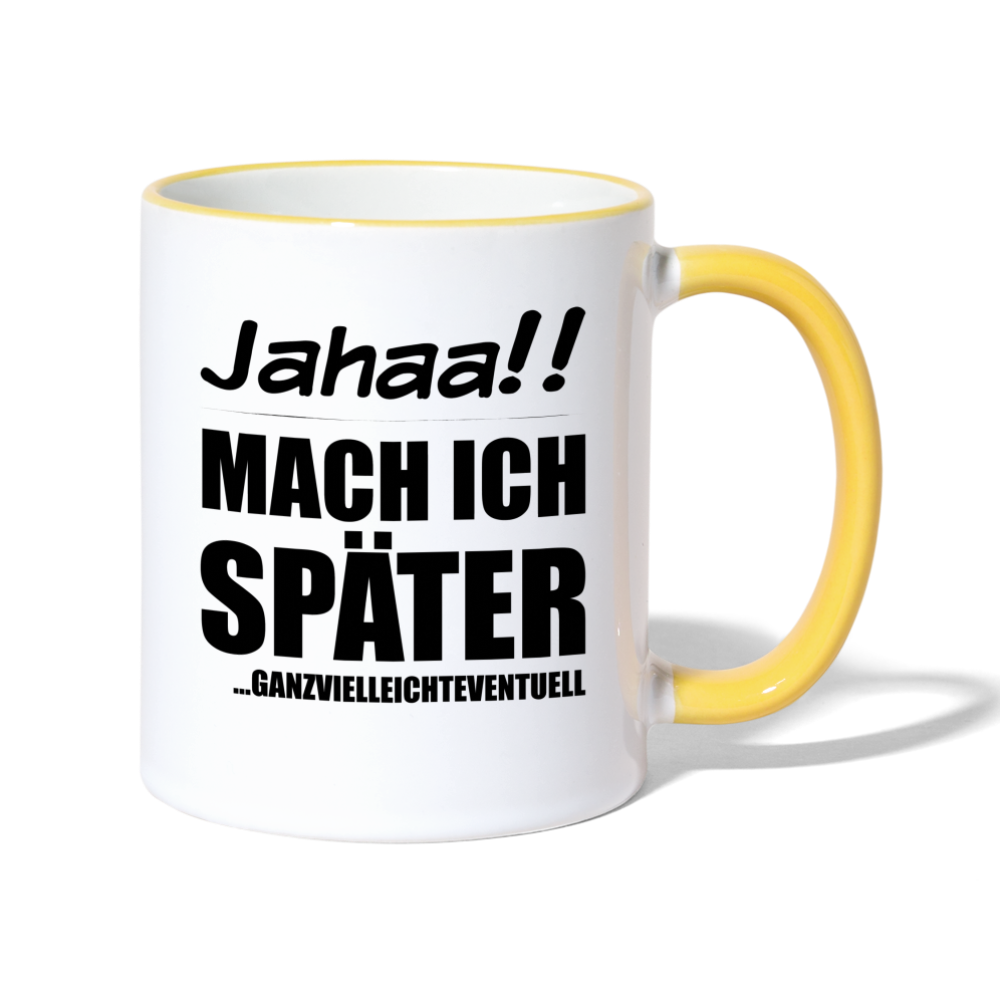 Frecher Teenager Spruch Kaffeetasse | Lustige Sprüche Kaffeebecher für Freche Mädchen und Jungs | Teenager Kinder | Faulenzer Trödler Tasse - Weiß/Gelb