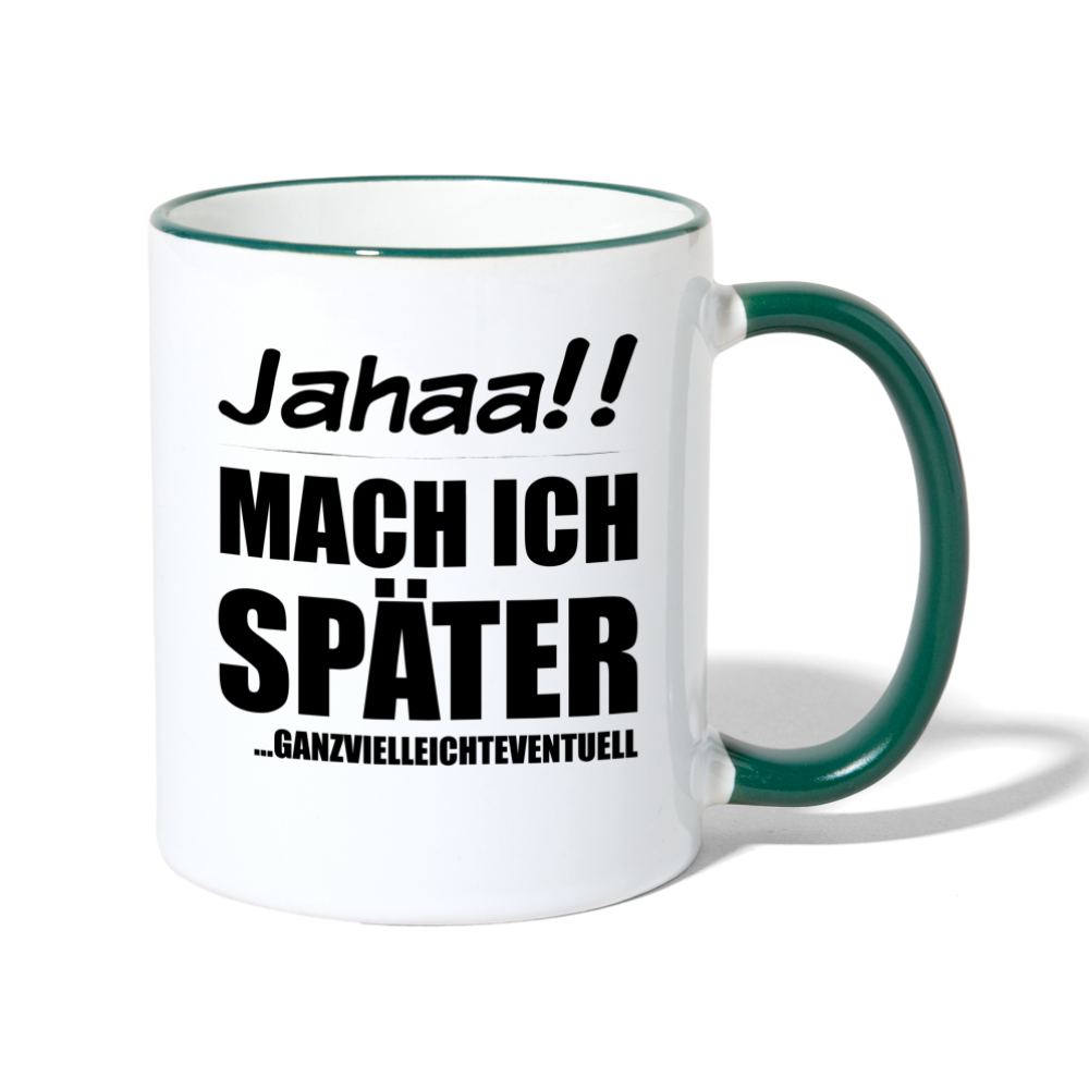 Frecher Teenager Spruch Kaffeetasse | Lustige Sprüche Kaffeebecher für Freche Mädchen und Jungs | Teenager Kinder | Faulenzer Trödler Tasse - Weiß/Dunkelgrün