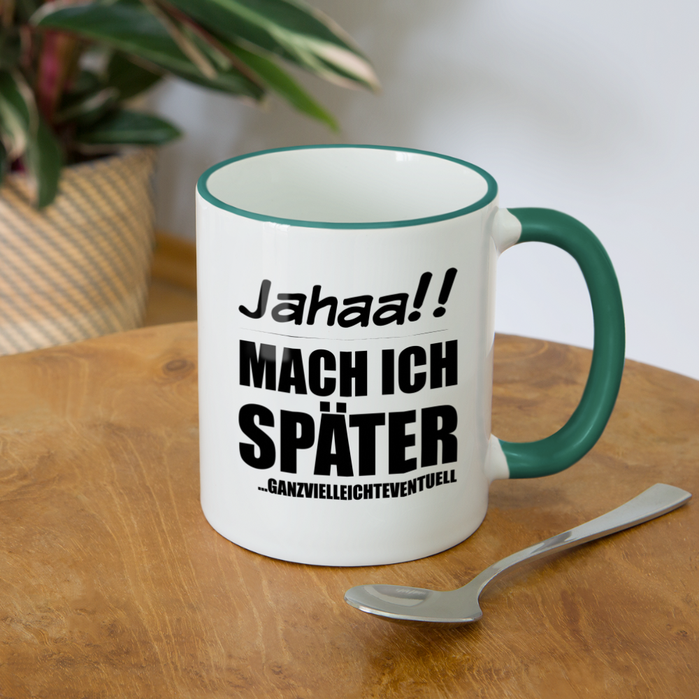 Frecher Teenager Spruch Kaffeetasse | Lustige Sprüche Kaffeebecher für Freche Mädchen und Jungs | Teenager Kinder | Faulenzer Trödler Tasse - Weiß/Dunkelgrün