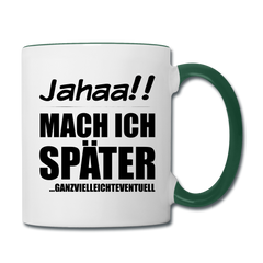 Frecher Teenager Spruch Kaffeetasse | Lustige Sprüche Kaffeebecher für Freche Mädchen und Jungs | Teenager Kinder | Faulenzer Trödler Tasse - Weiß/Dunkelgrün