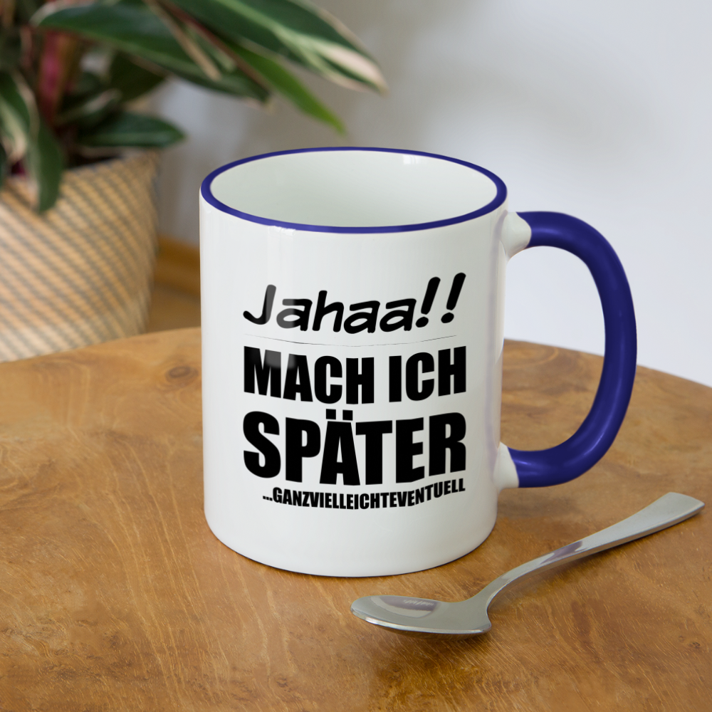 Frecher Teenager Spruch Kaffeetasse | Lustige Sprüche Kaffeebecher für Freche Mädchen und Jungs | Teenager Kinder | Faulenzer Trödler Tasse - Weiß/Kobaltblau