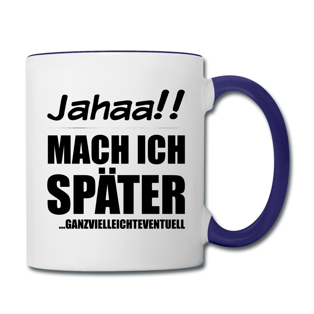 Frecher Teenager Spruch Kaffeetasse | Lustige Sprüche Kaffeebecher für Freche Mädchen und Jungs | Teenager Kinder | Faulenzer Trödler Tasse - Weiß/Kobaltblau