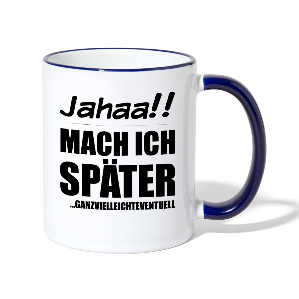 Frecher Teenager Spruch Kaffeetasse | Lustige Sprüche Kaffeebecher für Freche Mädchen und Jungs | Teenager Kinder | Faulenzer Trödler Tasse - Weiß/Kobaltblau