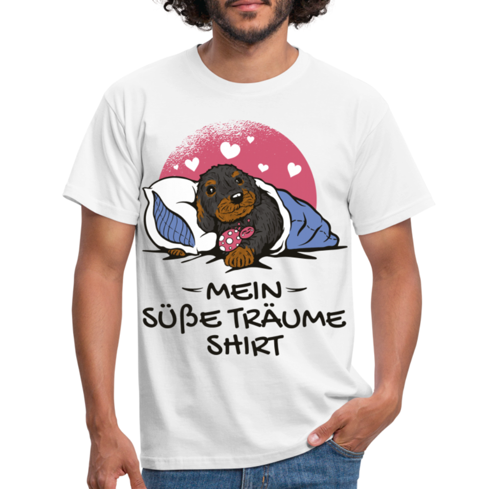 Schlafshirt Schlafen Mädchen Jungen Dackel Mein Süße Träume Männer T-Shirt - Weiß