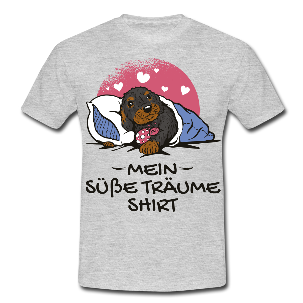 Schlafshirt Schlafen Mädchen Jungen Dackel Mein Süße Träume Männer T-Shirt - Grau meliert