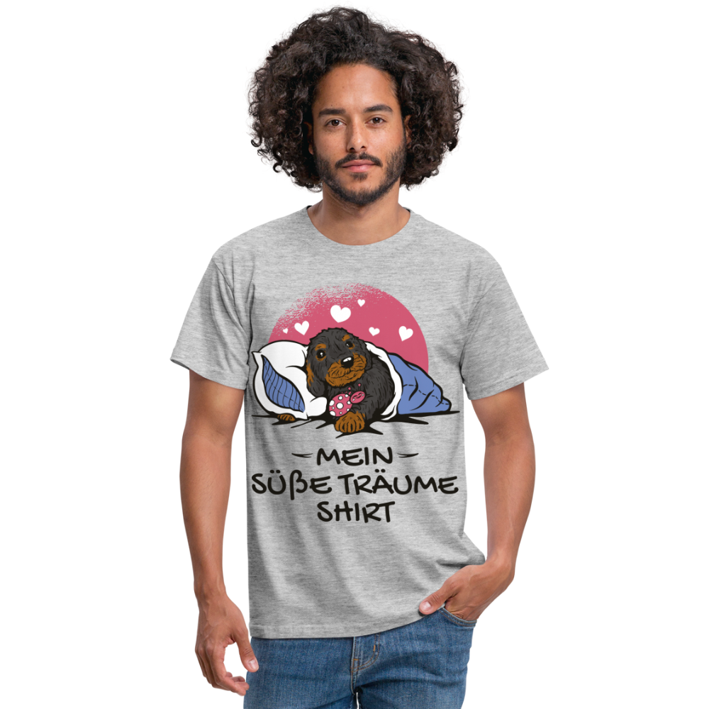 Schlafshirt Schlafen Mädchen Jungen Dackel Mein Süße Träume Männer T-Shirt - Grau meliert