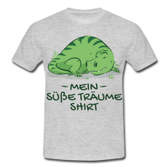 Schlafshirt Schlafen Dino Jungen Tyrannosaurus Süße Träume Männer T-Shirt - Grau meliert