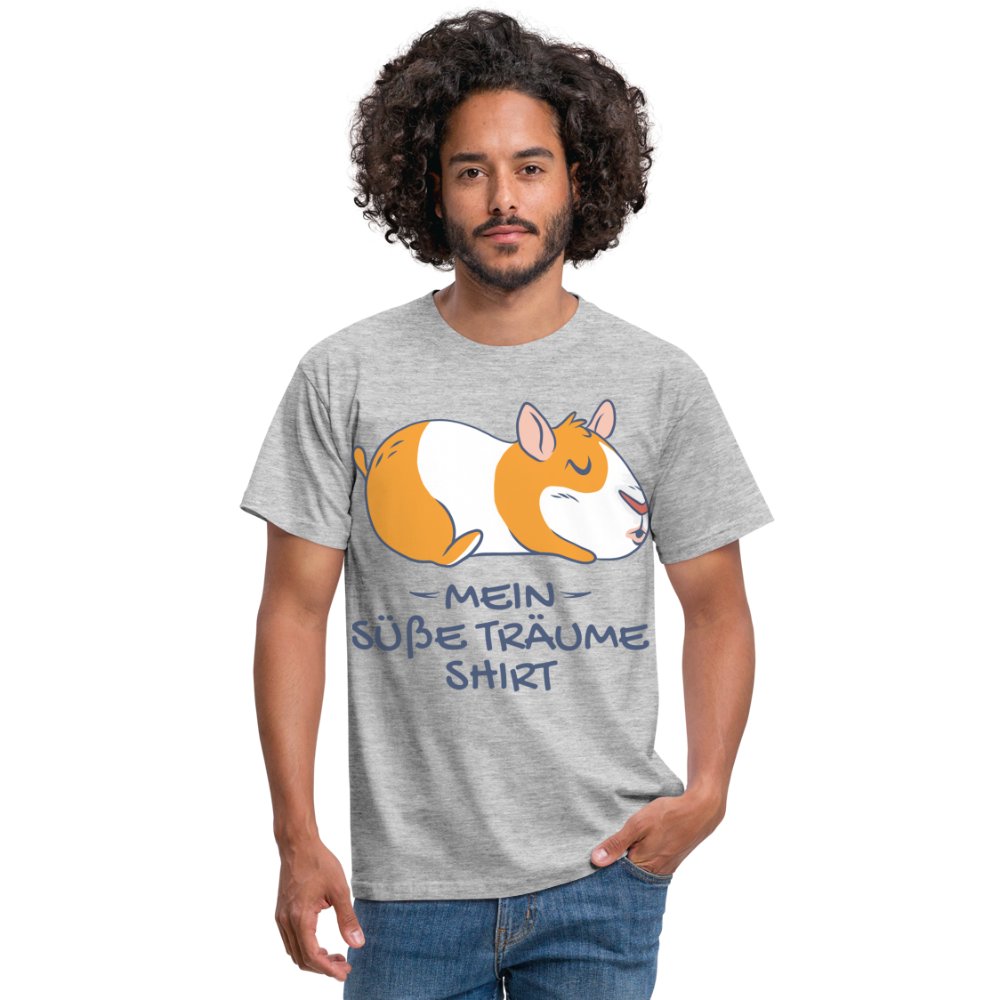Schlafshirt Schlafen Meerschweinchen Mädchen Süße Träume Männer T-Shirt - Grau meliert