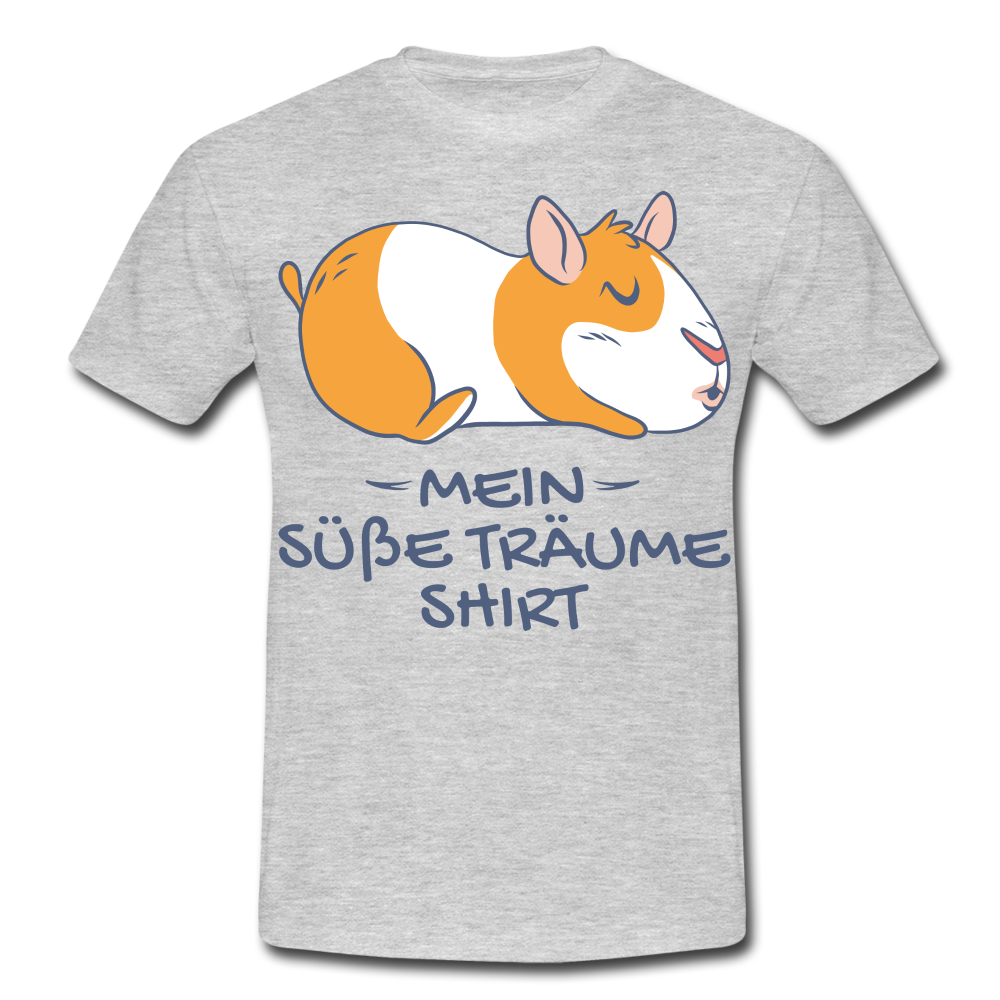 Schlafshirt Schlafen Meerschweinchen Mädchen Süße Träume Männer T-Shirt - Grau meliert