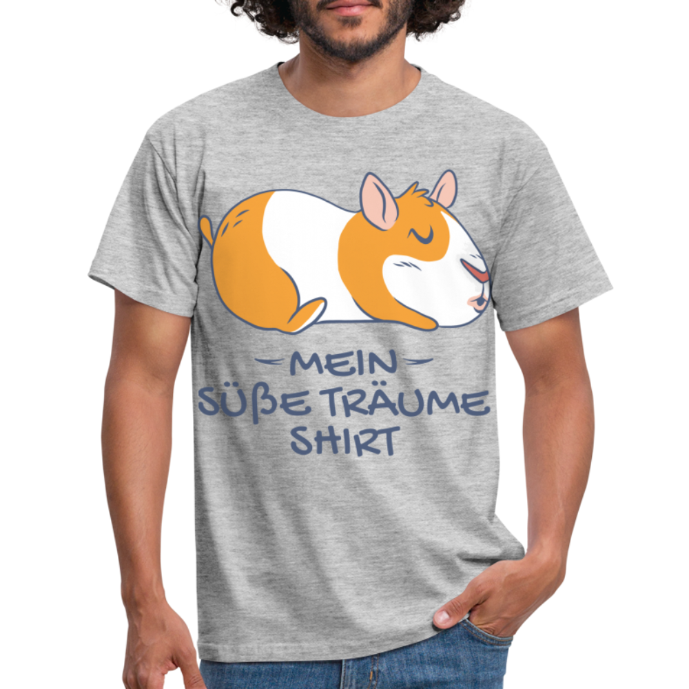 Schlafshirt Schlafen Meerschweinchen Mädchen Süße Träume Männer T-Shirt - Grau meliert