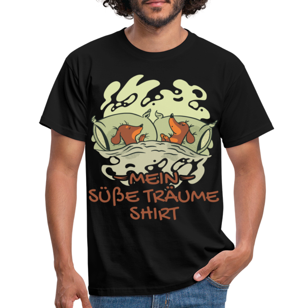 Schlafshirt Schlafen Mädchen Jungen Dackel Mein Süße Träume Männer T-Shirt - Schwarz