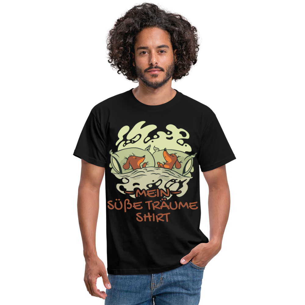 Schlafshirt Schlafen Mädchen Jungen Dackel Mein Süße Träume Männer T-Shirt - Schwarz
