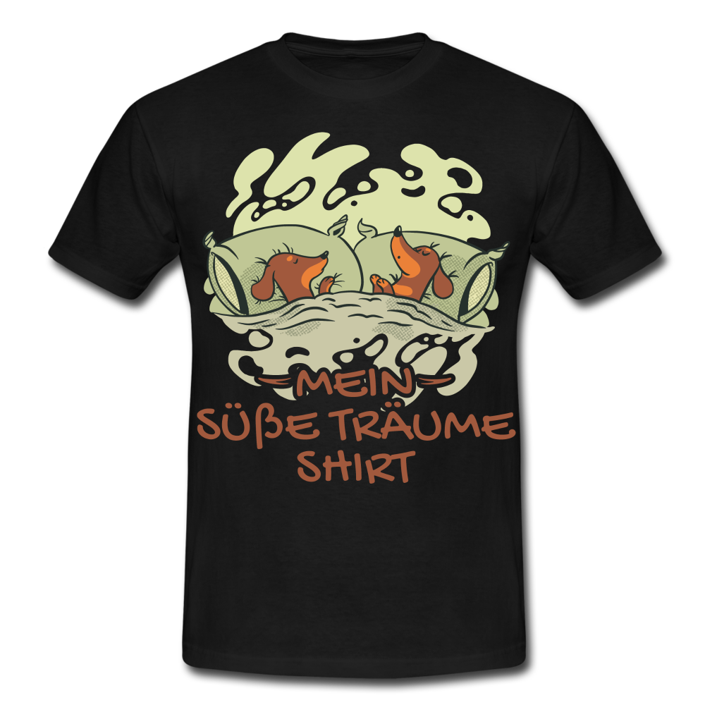 Schlafshirt Schlafen Mädchen Jungen Dackel Mein Süße Träume Männer T-Shirt - Schwarz