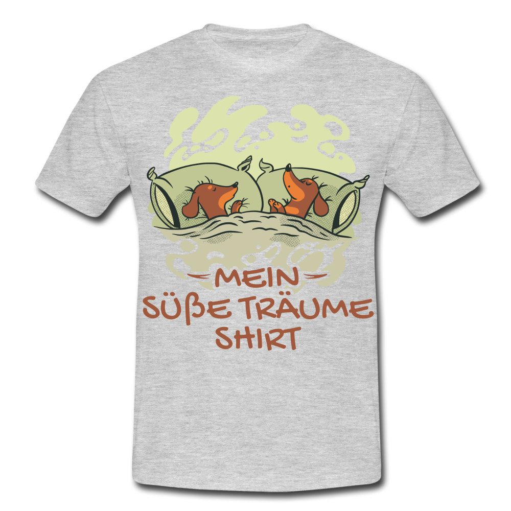 Schlafshirt Schlafen Mädchen Jungen Dackel Mein Süße Träume Männer T-Shirt - Grau meliert