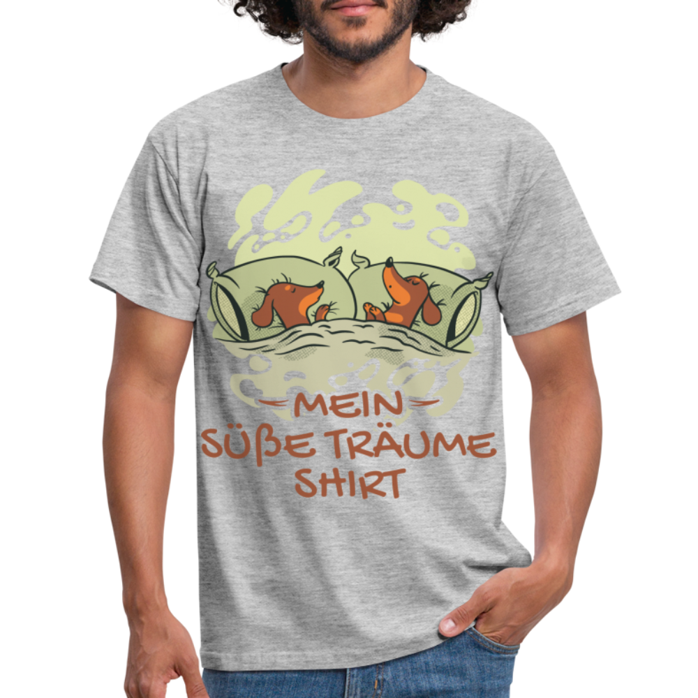 Schlafshirt Schlafen Mädchen Jungen Dackel Mein Süße Träume Männer T-Shirt - Grau meliert