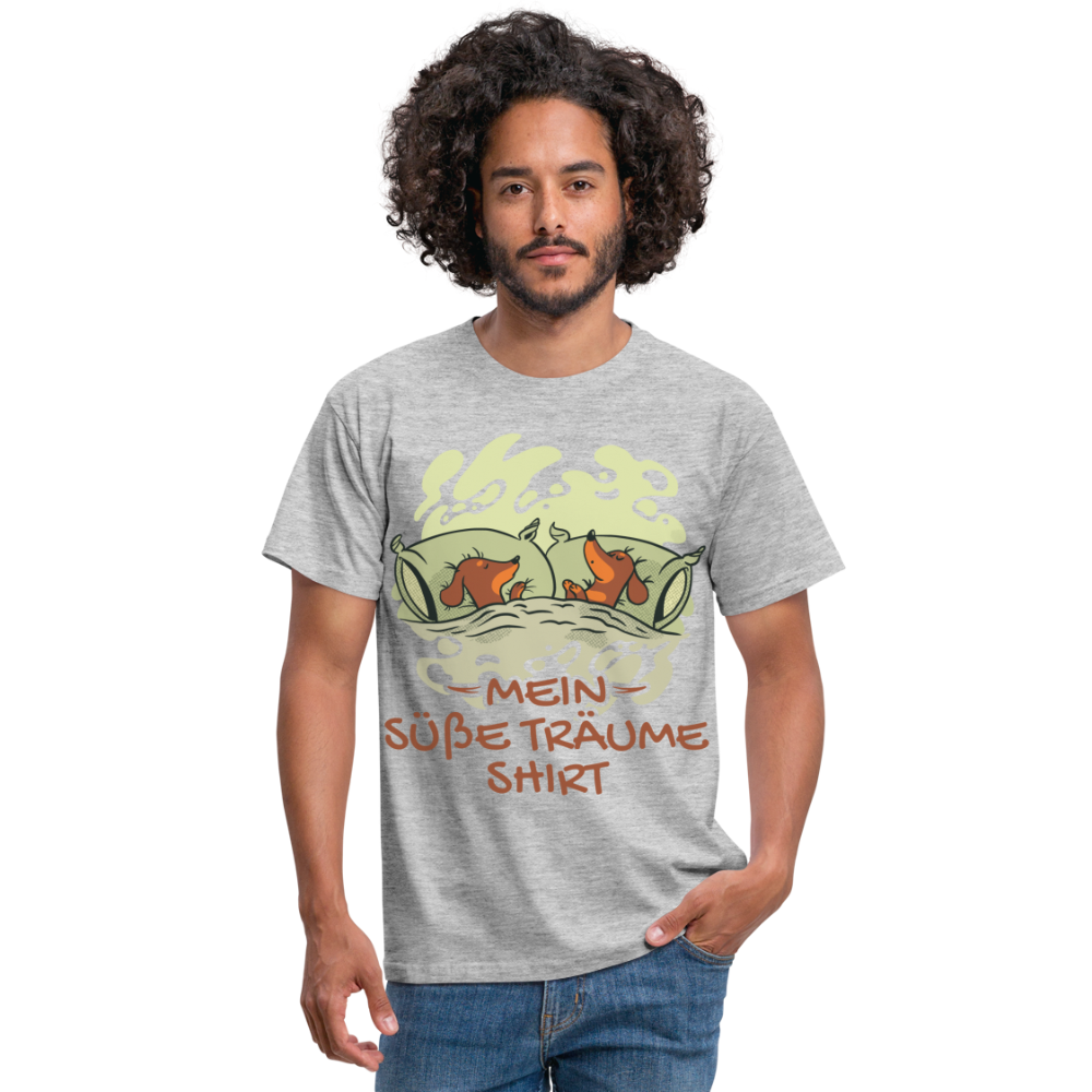 Schlafshirt Schlafen Mädchen Jungen Dackel Mein Süße Träume Männer T-Shirt - Grau meliert