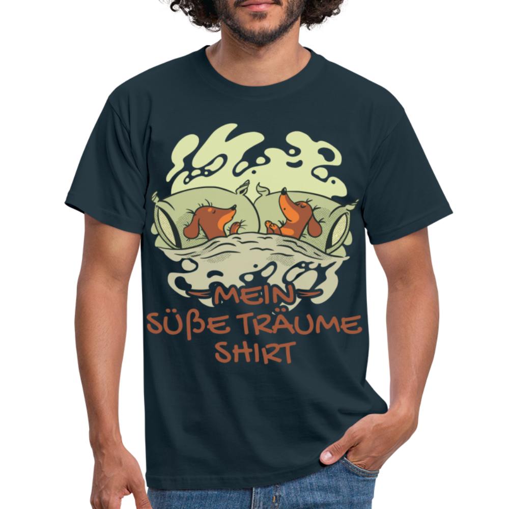 Schlafshirt Schlafen Mädchen Jungen Dackel Mein Süße Träume Männer T-Shirt - Navy