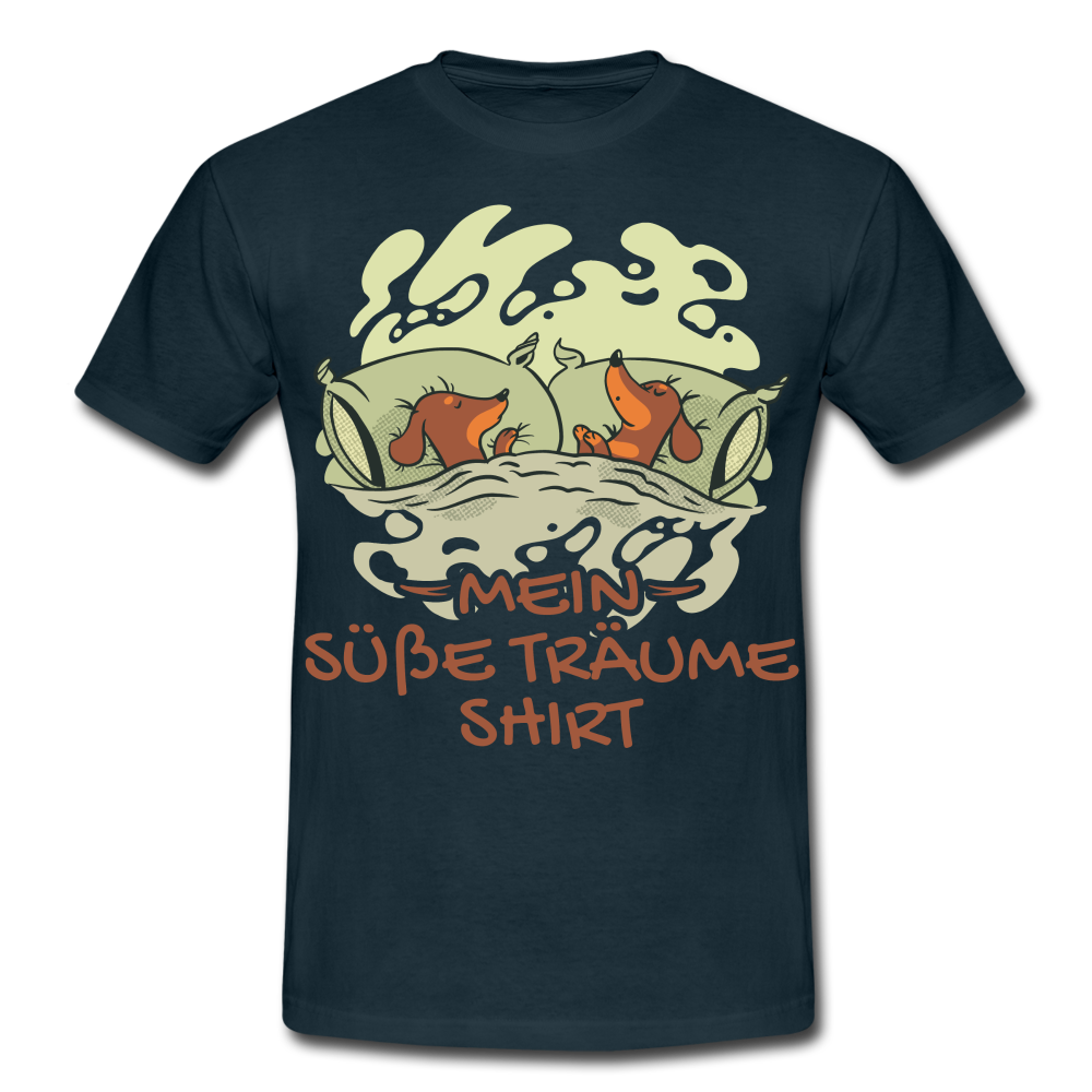 Schlafshirt Schlafen Mädchen Jungen Dackel Mein Süße Träume Männer T-Shirt - Navy
