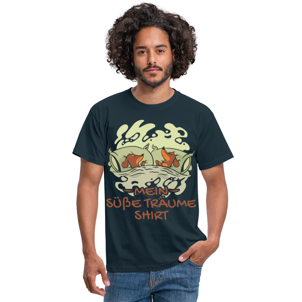 Schlafshirt Schlafen Mädchen Jungen Dackel Mein Süße Träume Männer T-Shirt - Navy