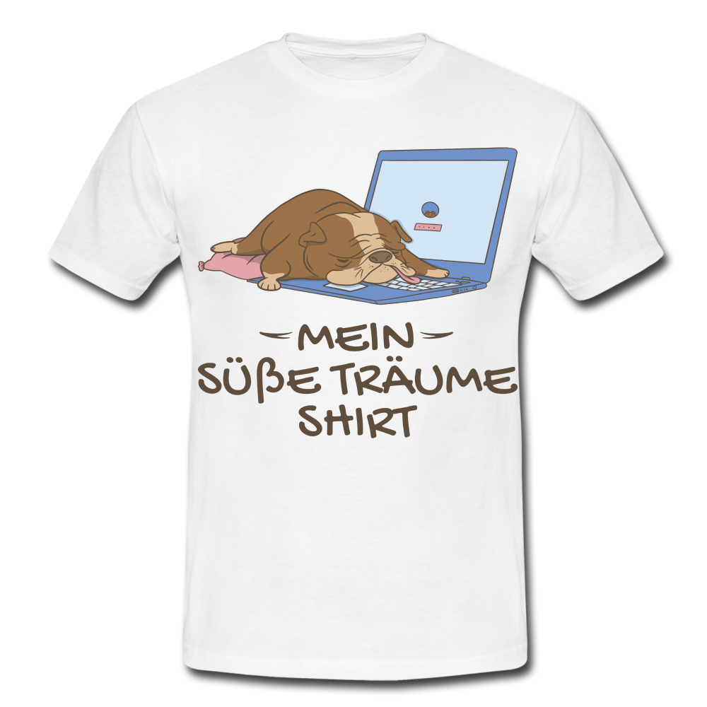 Schlafshirt Schlafen Mädchen Jungen Bulldogge Süße Träume Männer T-Shirt - Weiß