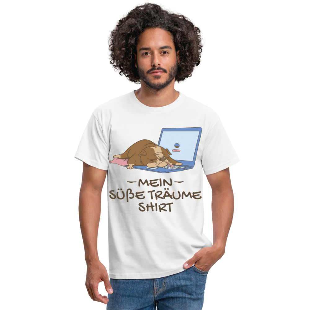 Schlafshirt Schlafen Mädchen Jungen Bulldogge Süße Träume Männer T-Shirt - Weiß
