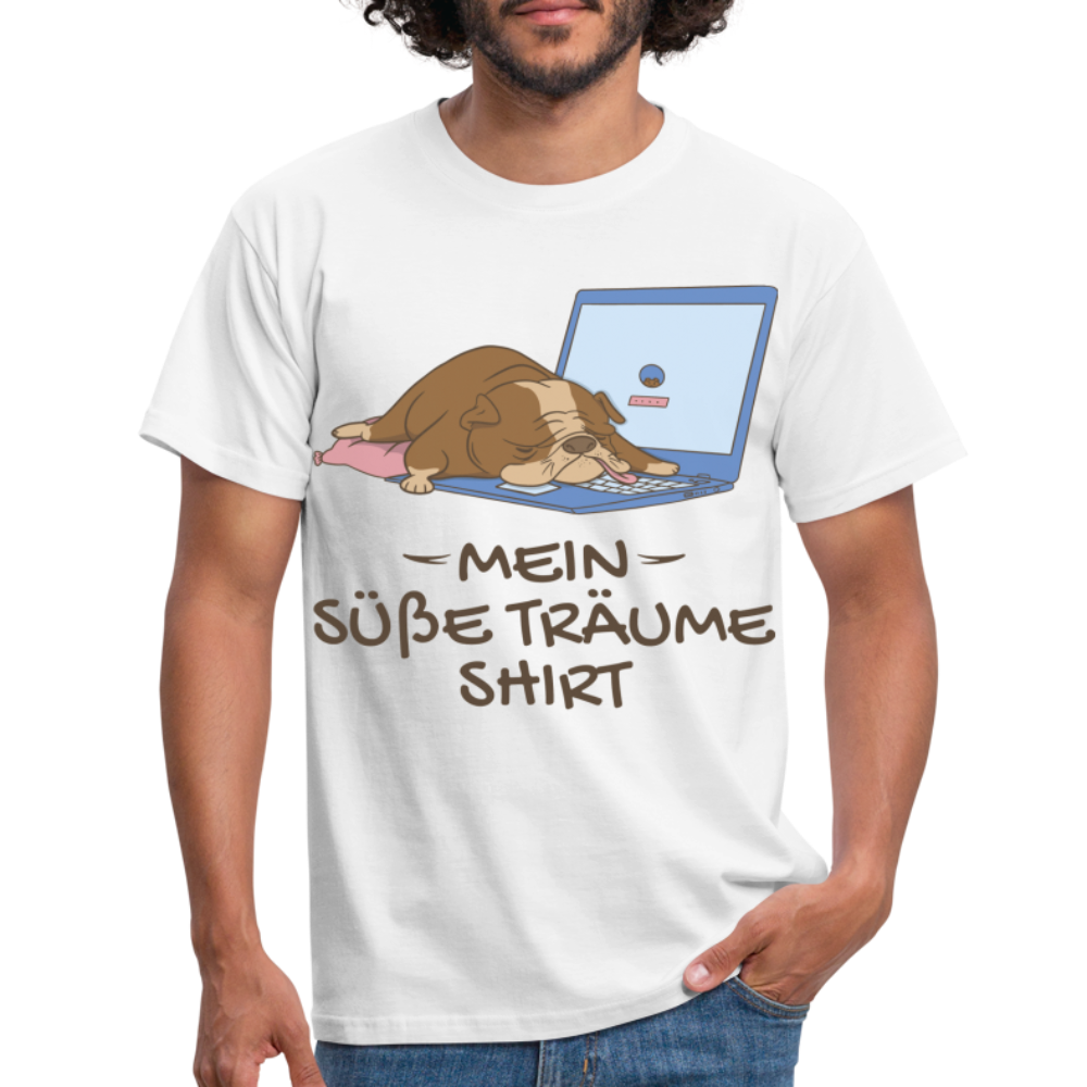 Schlafshirt Schlafen Mädchen Jungen Bulldogge Süße Träume Männer T-Shirt - Weiß