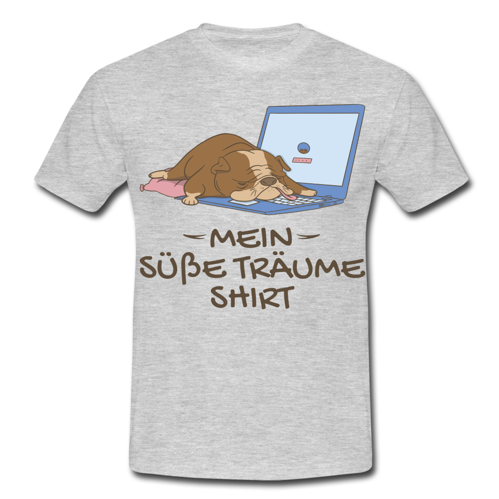 Schlafshirt Schlafen Mädchen Jungen Bulldogge Süße Träume Männer T-Shirt - Grau meliert