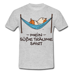Schlafshirt Schlafen Meerschweinchen Mädchen Süße Träume Männer T-Shirt - Grau meliert