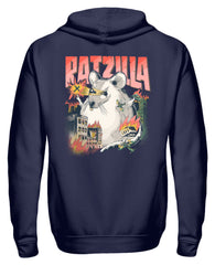 Zeigt ratzilla lustiges ratten monster zip hoodie in Farbe Black