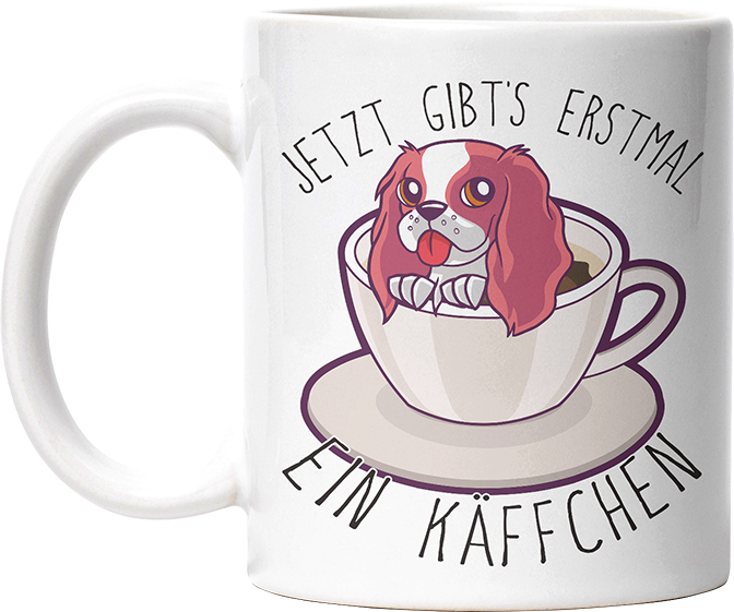 Jetzt gibts erstmal ein Käffchen Hund Lustige Kaffeetassee online kaufen Geschenkidee