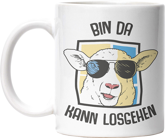 Bin da kann losgehen Schaaf Lustige Kaffeetassee online kaufen Geschenkidee