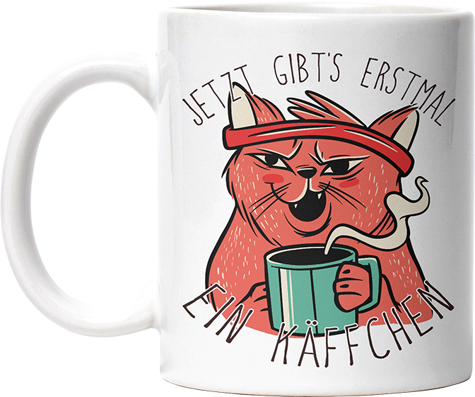 Jetzt gibts erstmal ein Käffchen Katze 2 Lustige Kaffeetassee online kaufen Geschenkidee