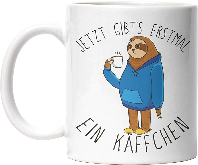 Jetzt gibts erstmal ein Käffchen Faultier 5 Lustige Kaffeetassee online kaufen Geschenkidee