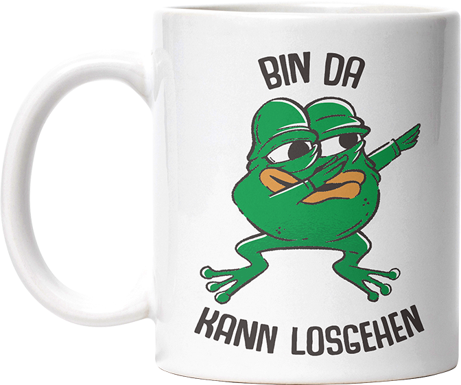 Bin da kann losgehen Frosch Lustige Kaffeetassee online kaufen Geschenkidee