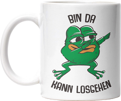 Bin da kann losgehen Frosch Lustige Kaffeetassee online kaufen Geschenkidee