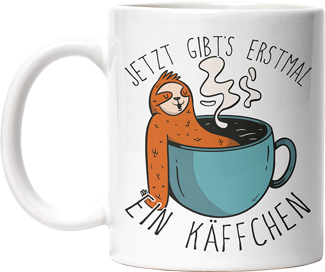 Jetzt gibts erstmal ein Käffchen Faultier 1 Lustige Kaffeetassee online kaufen Geschenkidee