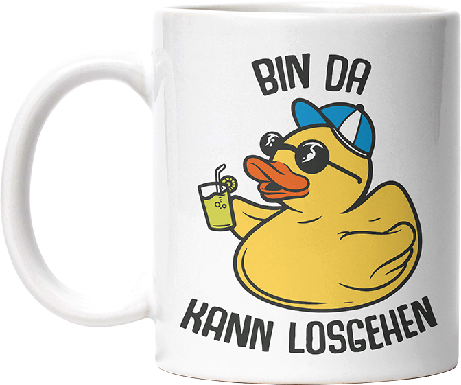 Bin da kann losgehen Badeentchen Lustige Kaffeetassee online kaufen Geschenkidee