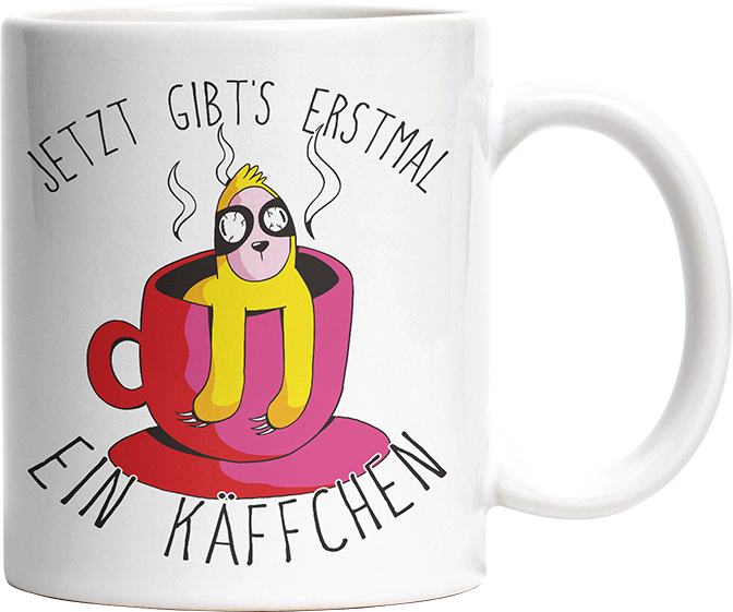 Jetzt gibts erstmal ein Käffchen Faultier 2 Witzige Tasse kaufen Geschenk