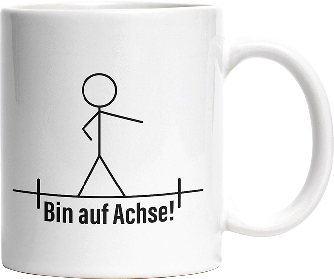 Strichmännchen Ich bin auf Achse Witzige Tasse kaufen Geschenk