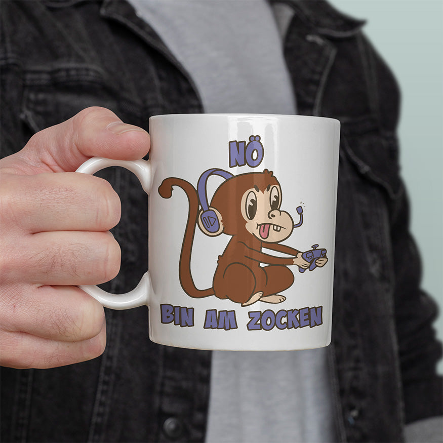Affe Nö bin am zocken Lustige Kaffeetassee online kaufen Geschenkidee