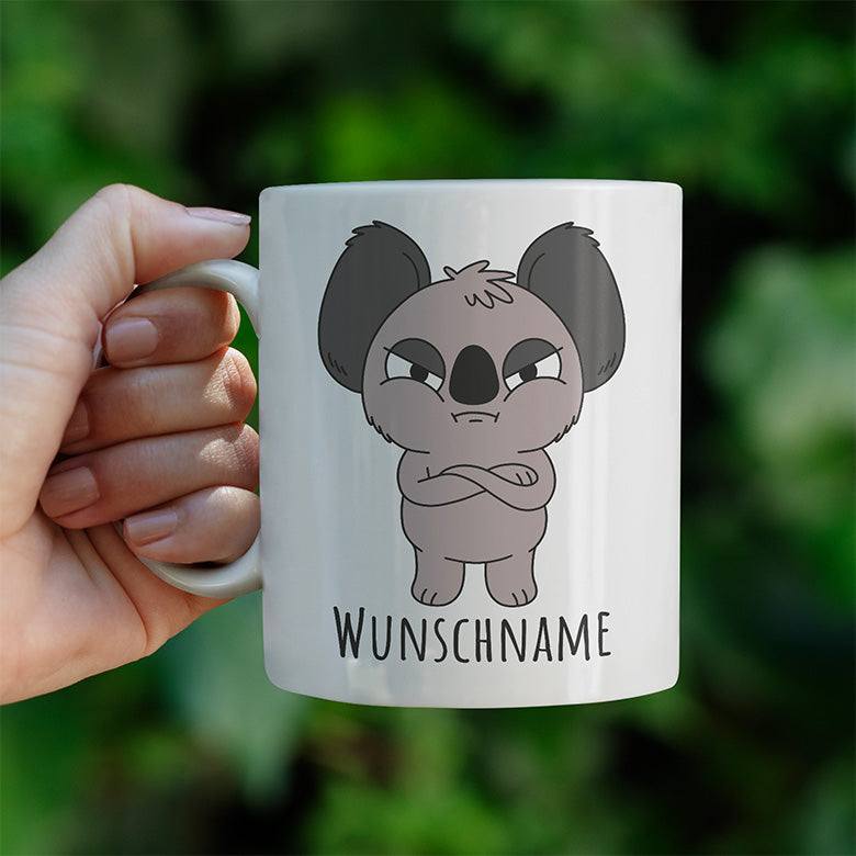 Genervter Koala Personalisierbar Name Lustige Kaffeetassee online kaufen Geschenkidee