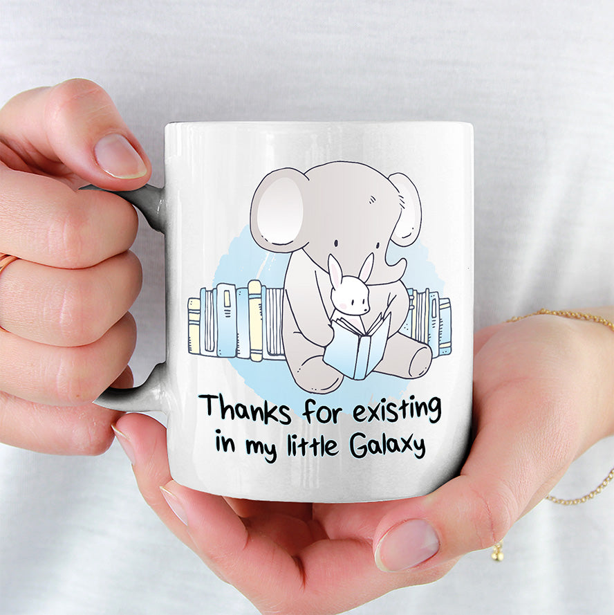 Thanks for existing in my little Galaxy Elefant Hase Lustige Kaffeetassee online kaufen Geschenkidee