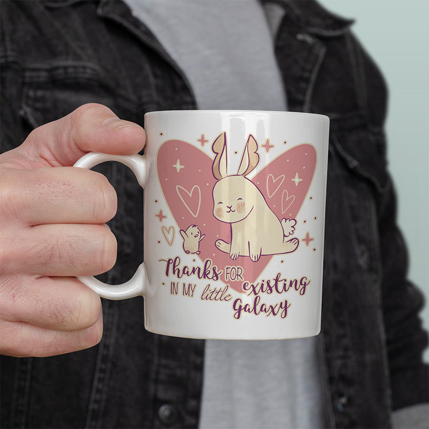 1WH Thanks for existing in my little Galaxy Hase Küken Lustige Kaffeetassee online kaufen Geschenkidee