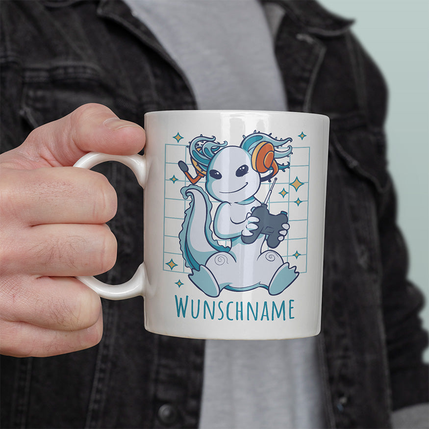 Axolotl Gamer Personalisierbar Name Lustige Kaffeetassee online kaufen Geschenkidee