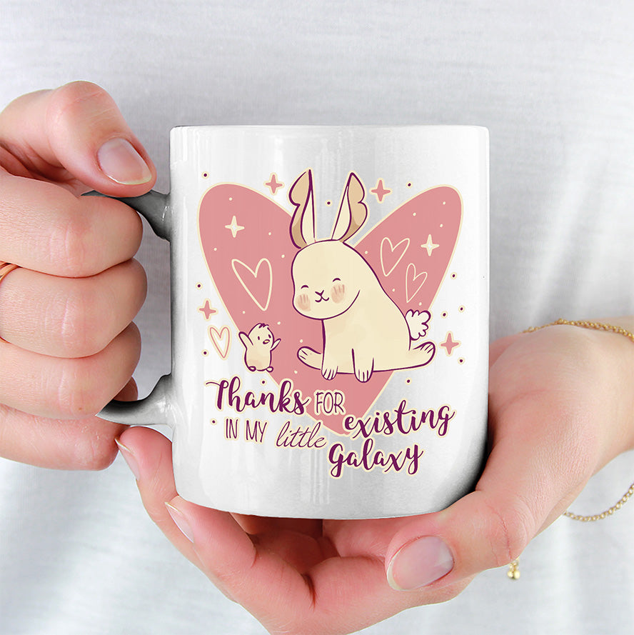 1WH Thanks for existing in my little Galaxy Hase Küken Lustige Kaffeetassee online kaufen Geschenkidee