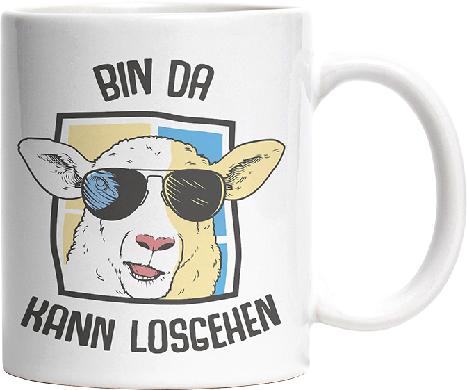 Bin da kann losgehen Schaaf Witzige Tasse kaufen Geschenk