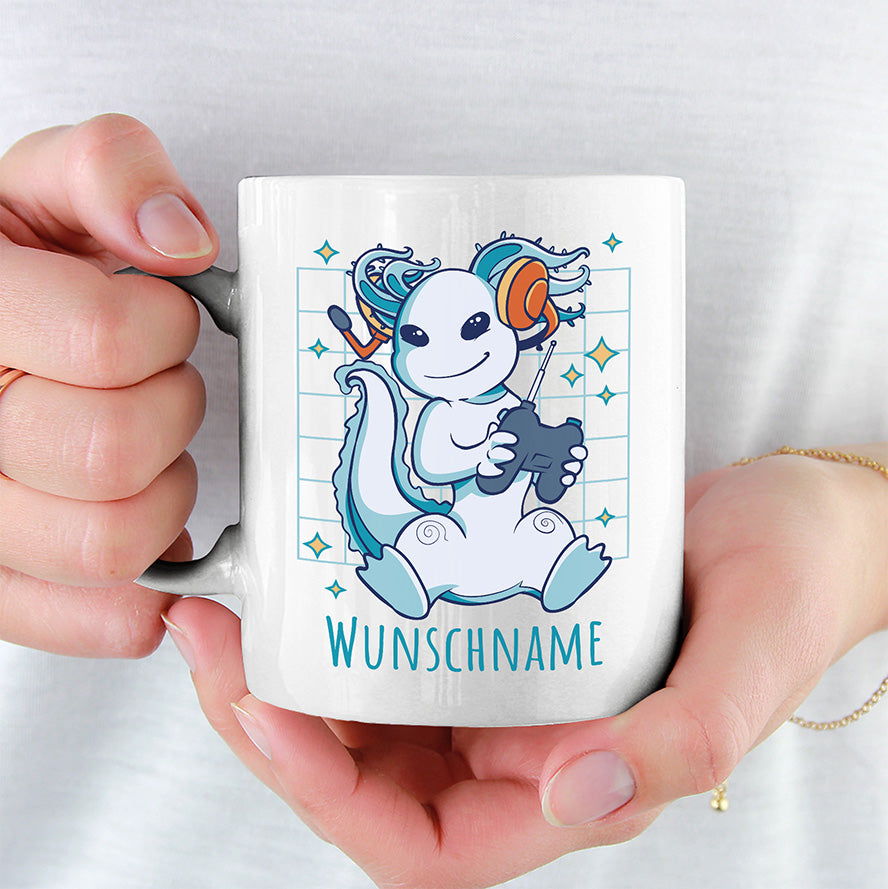 Axolotl Gamer Personalisierbar Name Lustige Kaffeetassee online kaufen Geschenkidee