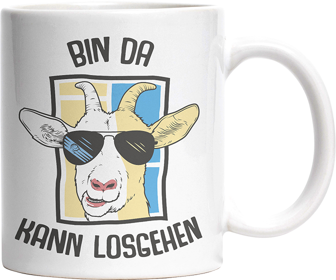 Bin da kann losgehen Ziege Witzige Tasse kaufen Geschenk