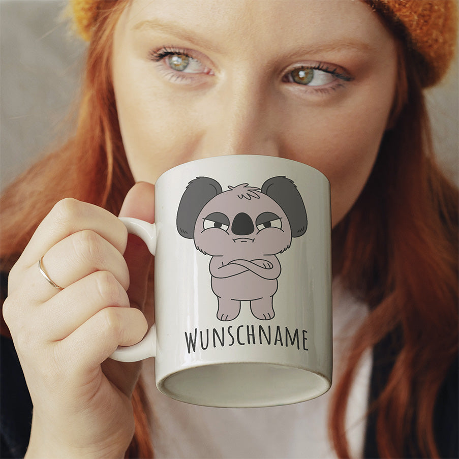 Genervter Koala Personalisierbar Name Lustige Kaffeetassee online kaufen Geschenkidee